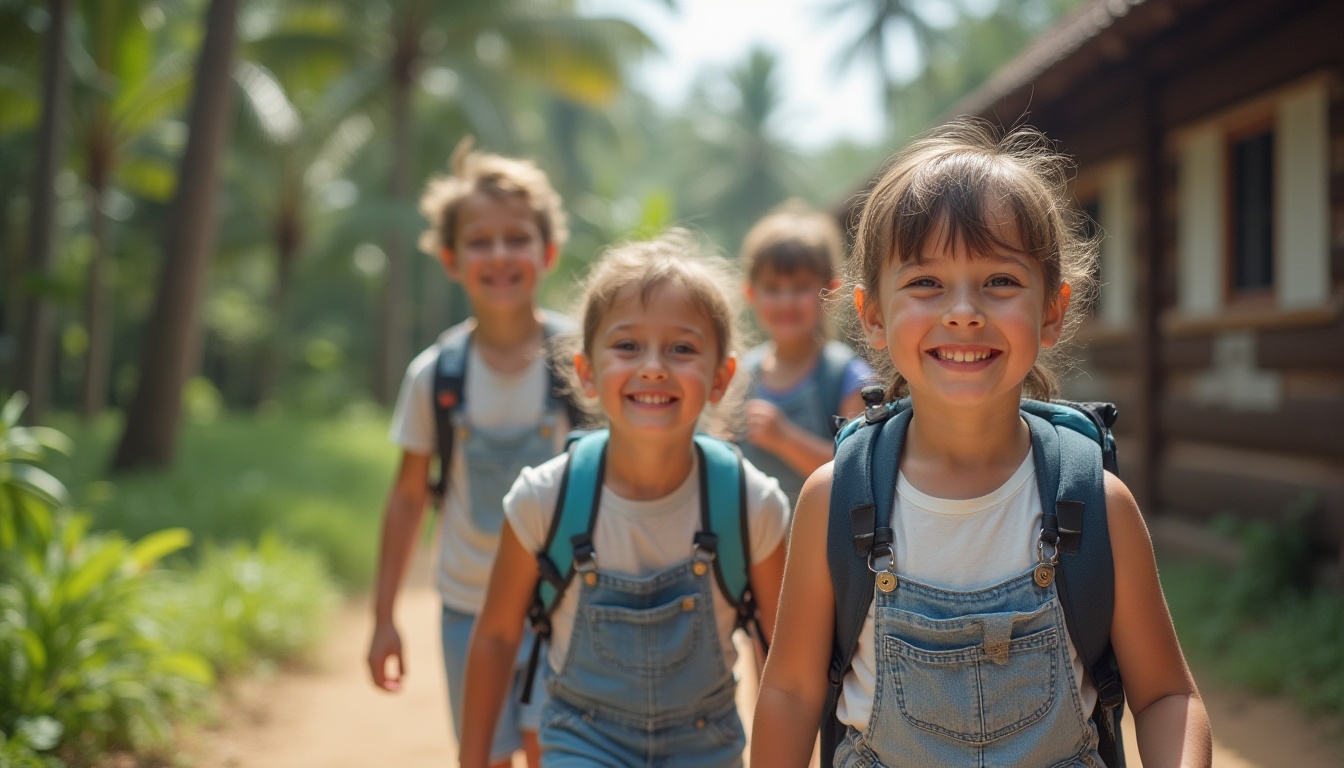 Danish kids going to school in Bali