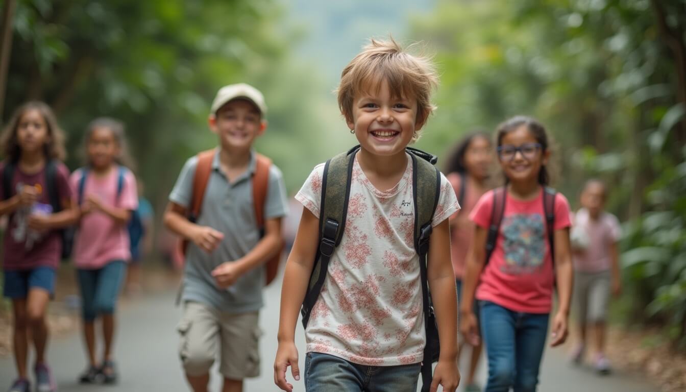 German kids going to school in Bali