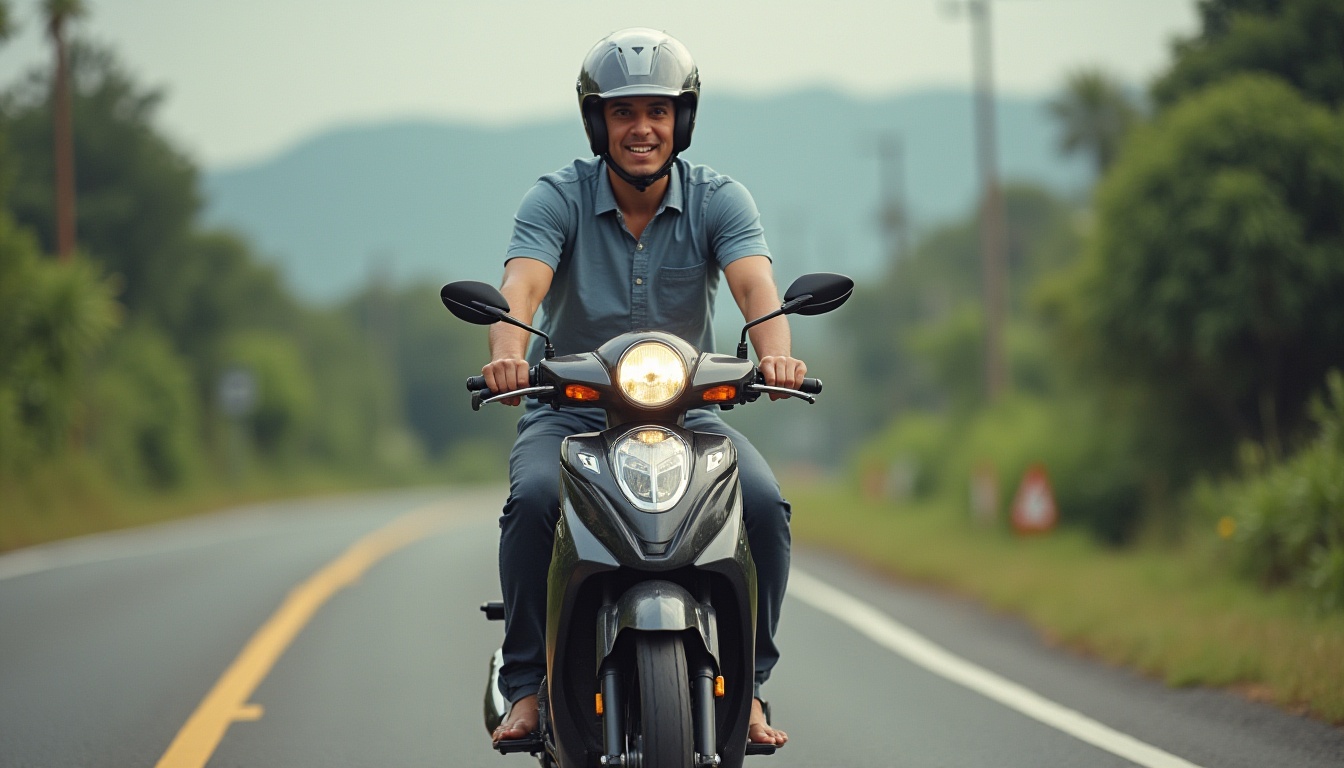 Canadian riding scooter in Bali